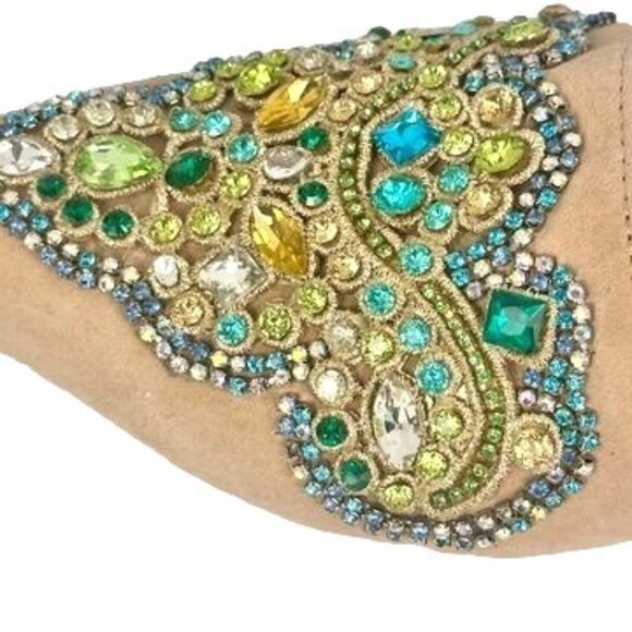 Jeffrey Campbell For Anthropologie Olden Flats Gem Embellished Suede Shoe 5.5M - Picture 10 of 11